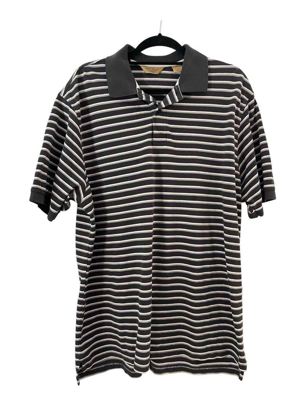 Roundtree & Yorke Black and White Striped Polo